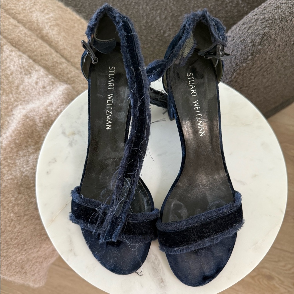 Stuart Weitzman Dark Blue Velvet Heels